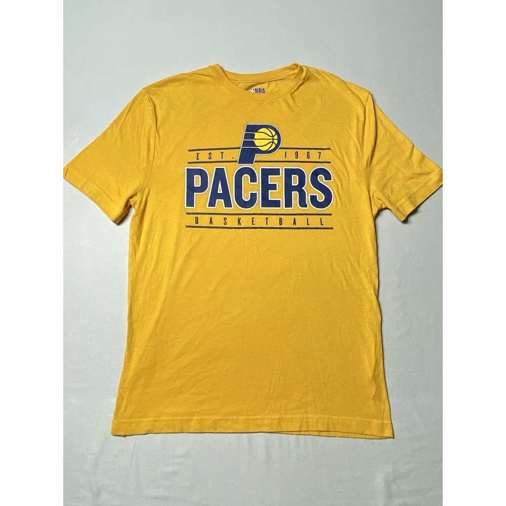 Indiana Pacers T Shirt Mens Medium Gold NBA Basketball Logo Graphic Tee